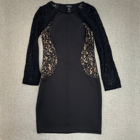 ENFOCUS Studio Evening‎ Cocktail Dress Black Long Lace Sleeve Size 6 - Picture 5 of 11